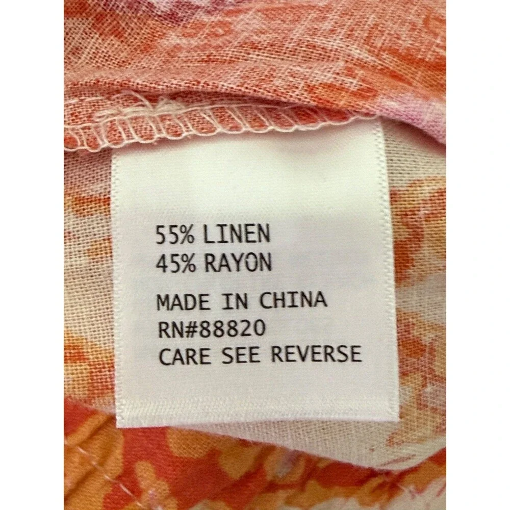 C&C California Linen Blend Wide Leg Pull On Pants XL Pink Orange Boho Resort NWT - Picture 10 of 10